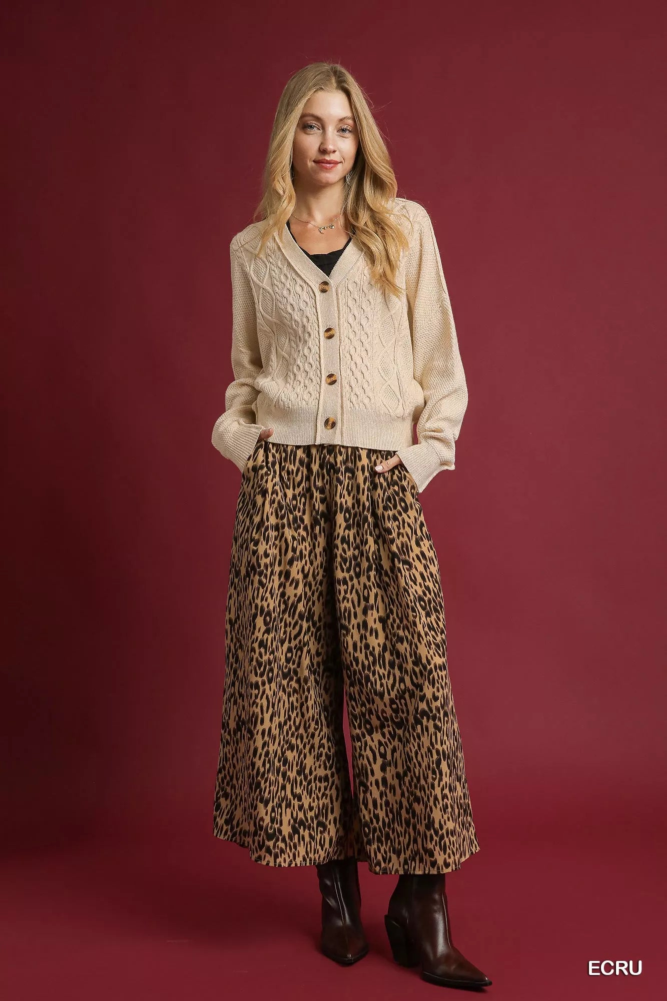 Umgee Chunky Cable Knit V-Neck Button-Up Cardigan 3c1d2b13-ed97-4416-9a02-ebb9f2d40e06-Max-Origin