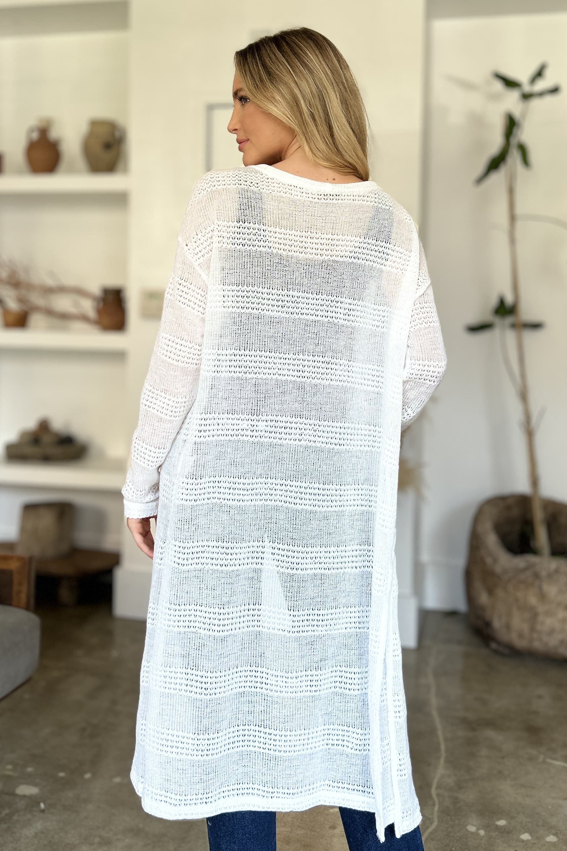 Double Take Full Size Open Front Longline Cardigan Double Take Full Size Open Front Longline Cardigan