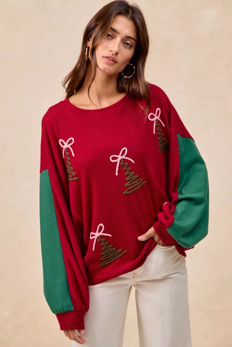 BiBi Christmas Theme Tree Embroidered Sweater 3c5871e49c6b4f858ad561f1835bbcc4-Max-Origin