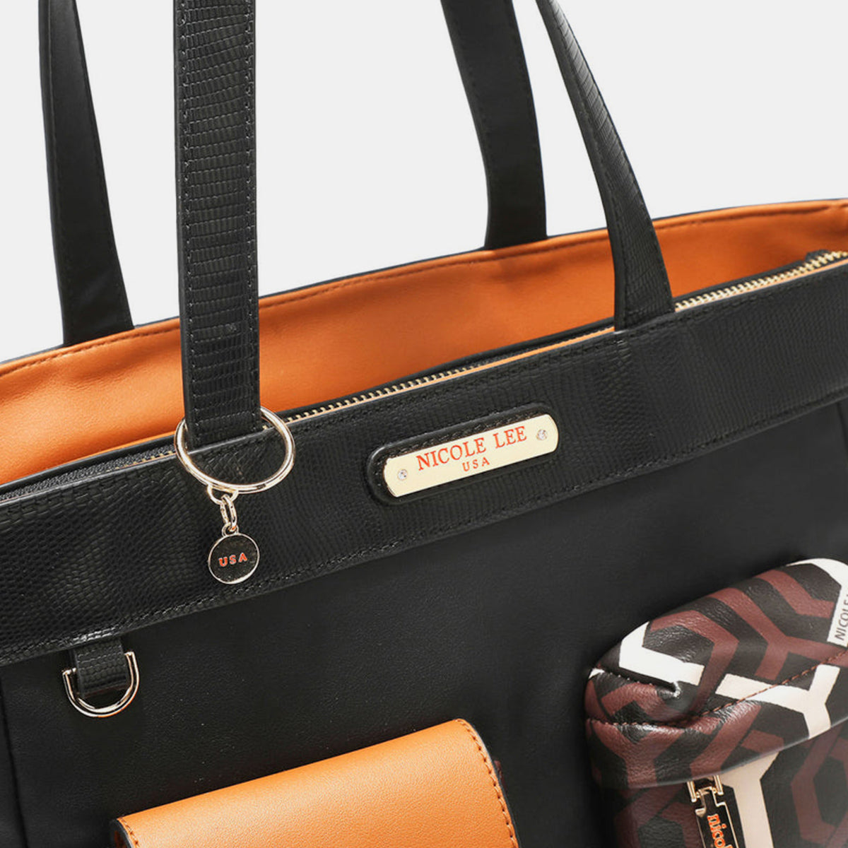 Nicole Lee USA Geometric Pattern Tote Bag Nicole Lee USA Geometric Pattern Tote Bag - TopFashionHQ