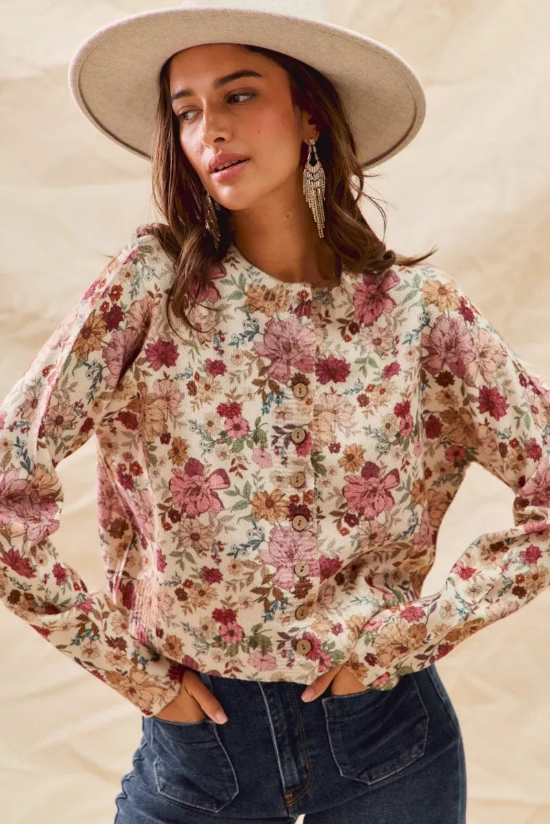 SO ME Floral Print Button Front Sweater Cardigan 3cfeac2e1a5344af89f803d1c2e4f8b1-Max-Origin