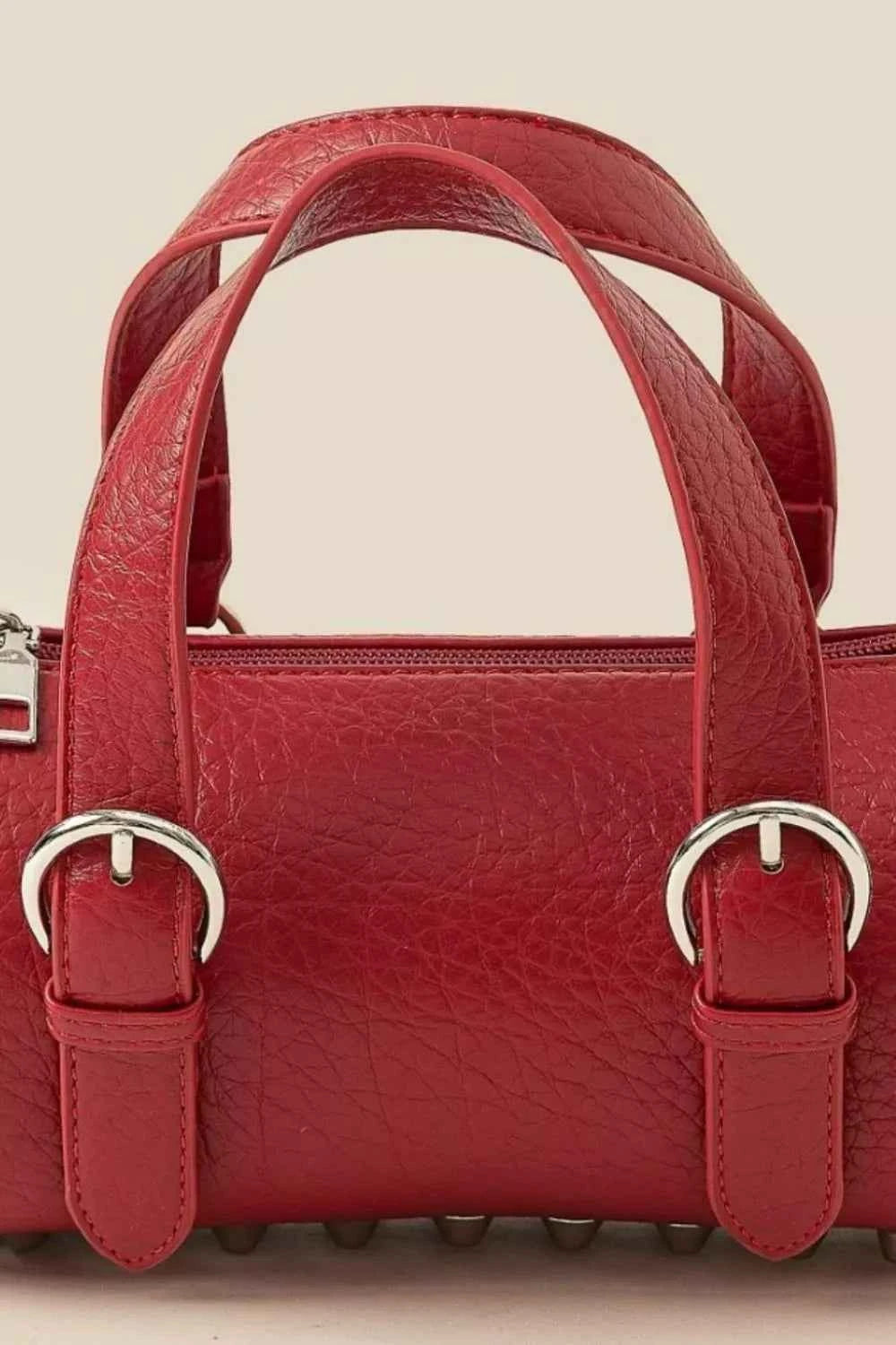 Fame Faux Leather Buckle Strap Cylinder Hand Bag Fame Faux Leather Buckle Strap Cylinder Hand Bag