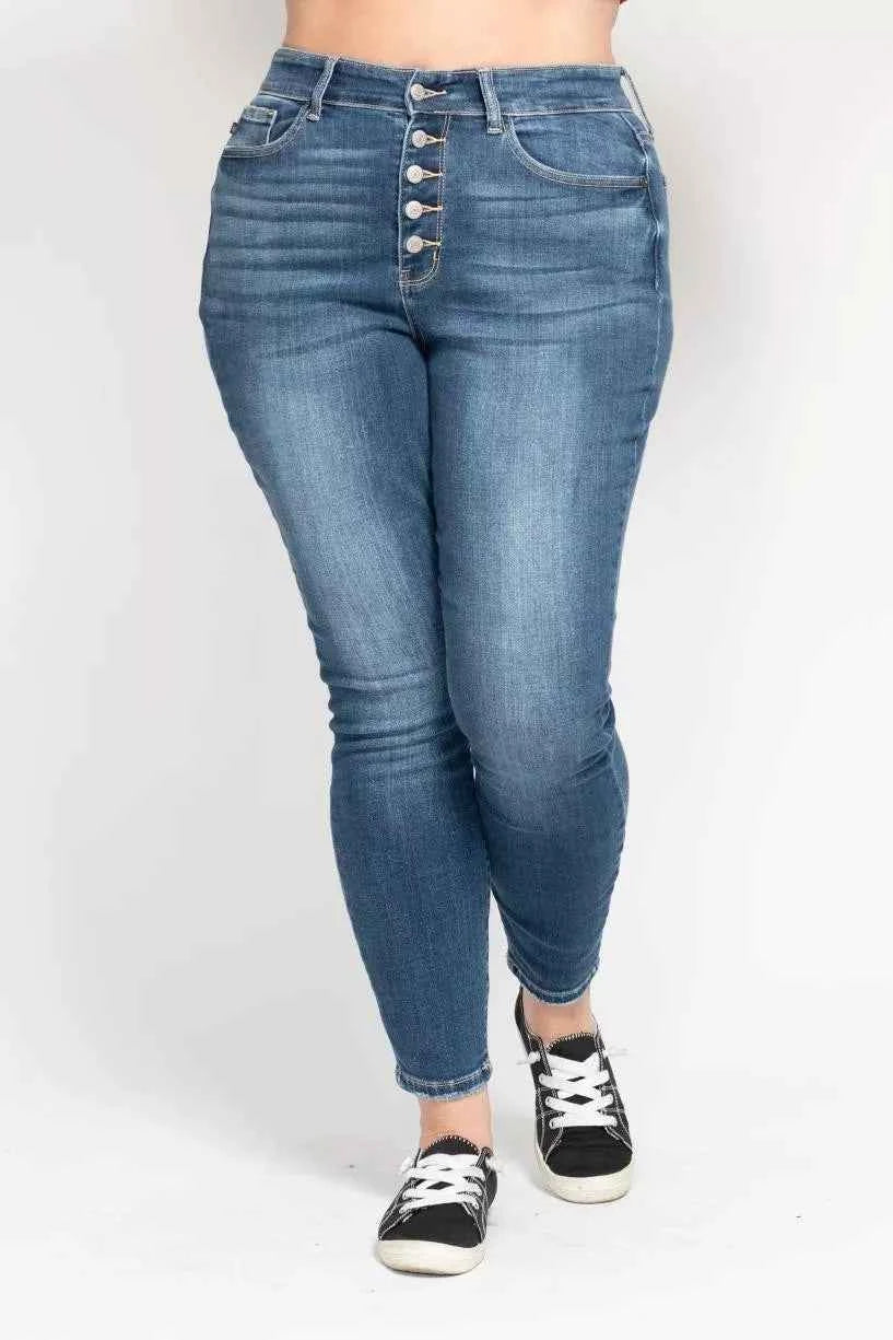 Judy Blue Full Size High Rise Button Fly Skinny Jeans Plus Size Judy Blue Full Size High Rise Button Fly Skinny Jeans Plus Size