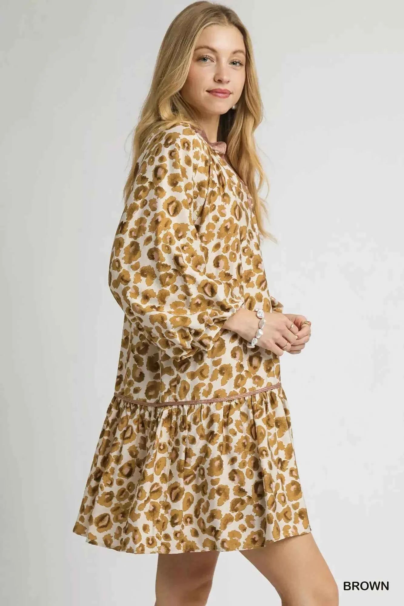 Umgee Leopard Print Tiered Mini Dress Umgee Leopard Print Tiered Mini Dress