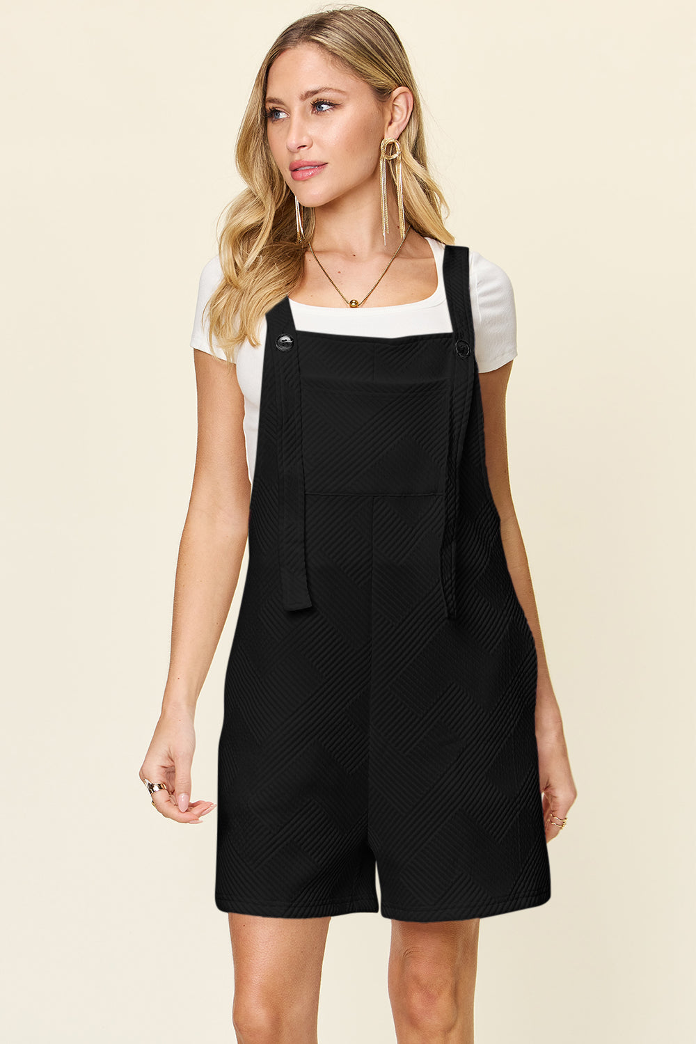 Double Take Full Size Texture Sleeveless Romper Double Take Full Size Texture Sleeveless Romper