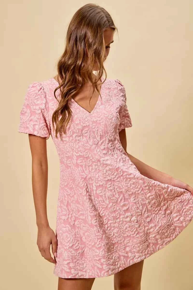 SO ME Floral Jacquard Fit And Flare Daily Mini Dress SO ME Floral Jacquard Fit And Flare Daily Mini Dress