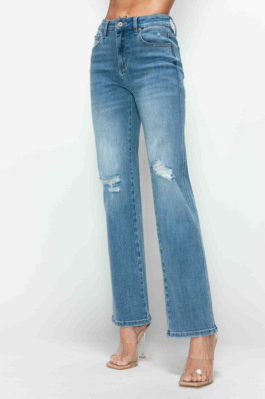 bytos Full Size Distressed High Rise Straight Jeans bytos Full Size Distressed High Rise Straight Jeans