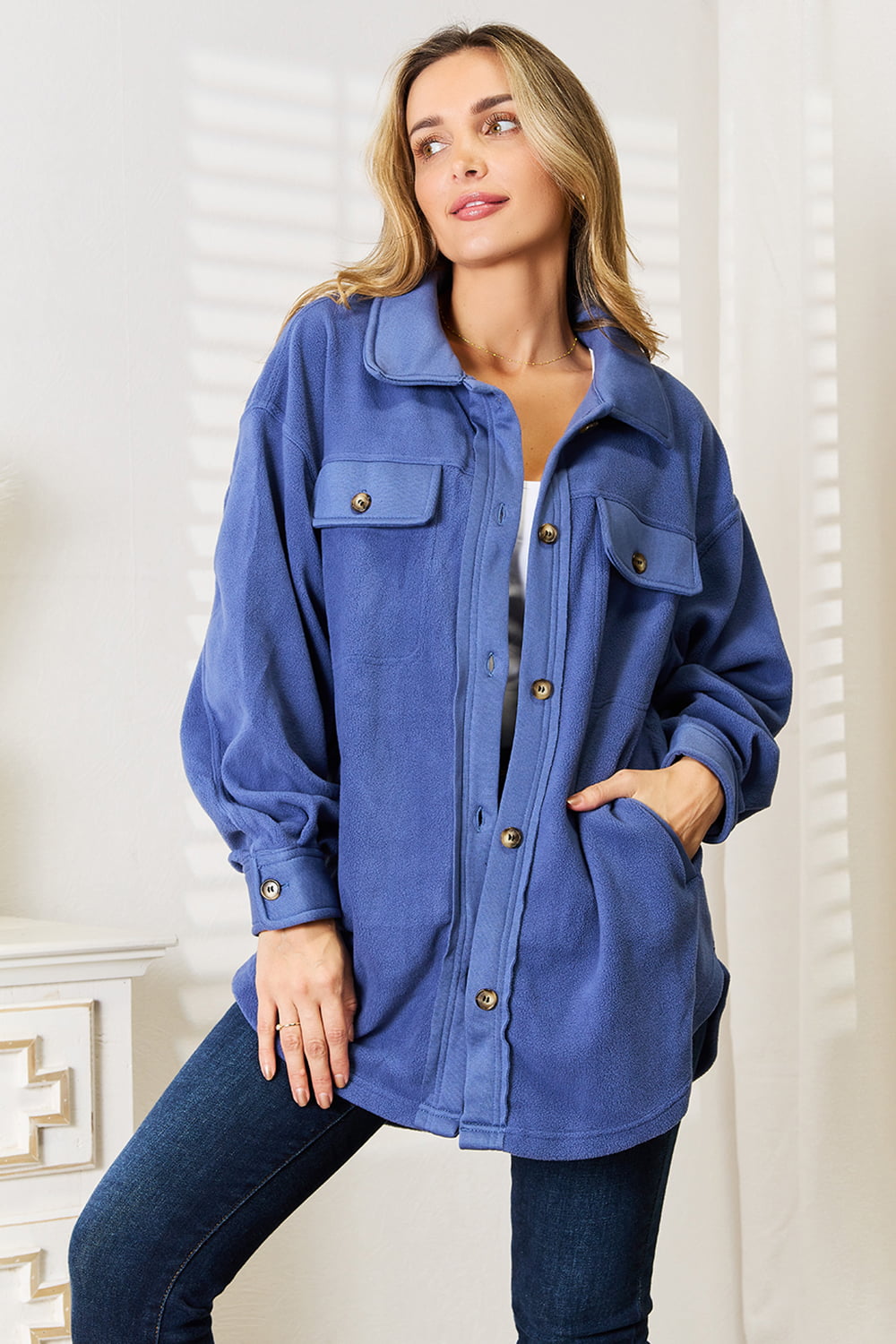 Heimish Cozy Girl Full Size Button Down Shacket Heimish Cozy Girl Full Size Button Down Shacket - TopFashionHQ