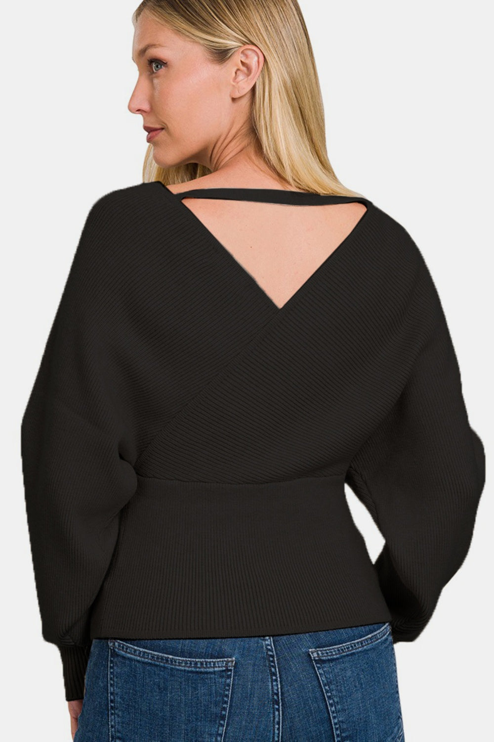 Zenana Cross Wrap Rib Long Sleeve Sweater Zenana Cross Wrap Rib Long Sleeve Sweater - TopFashionHQ