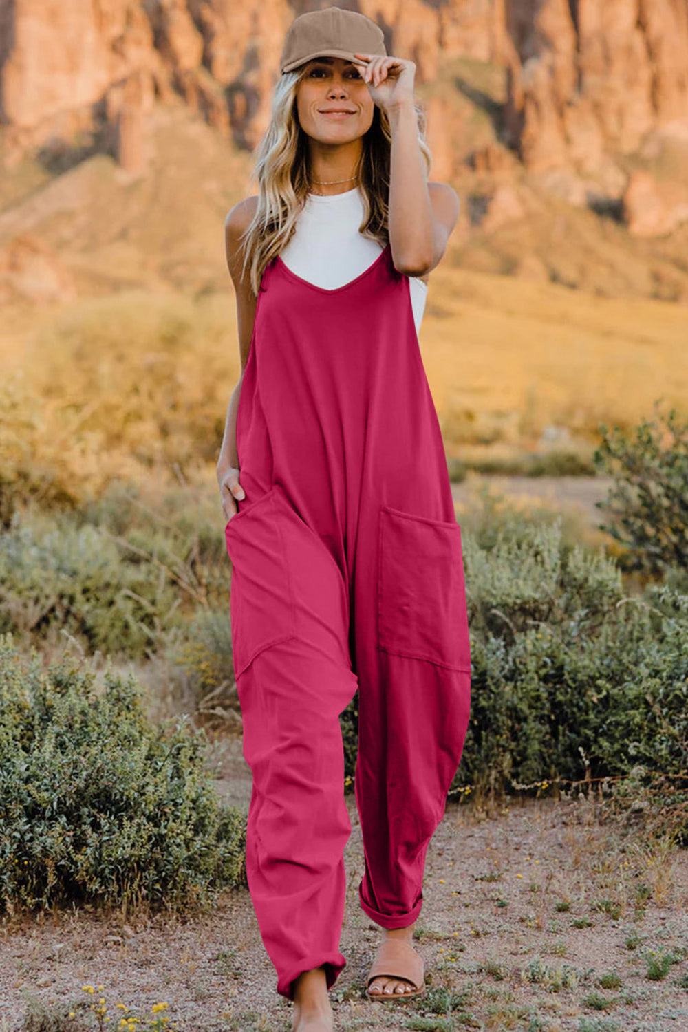 Double Take Full Size V-Neck Sleeveless Jumpsuit with Pockets 3f2e7338-781a-4b72-8ee9-dcbbf82a092e-Max