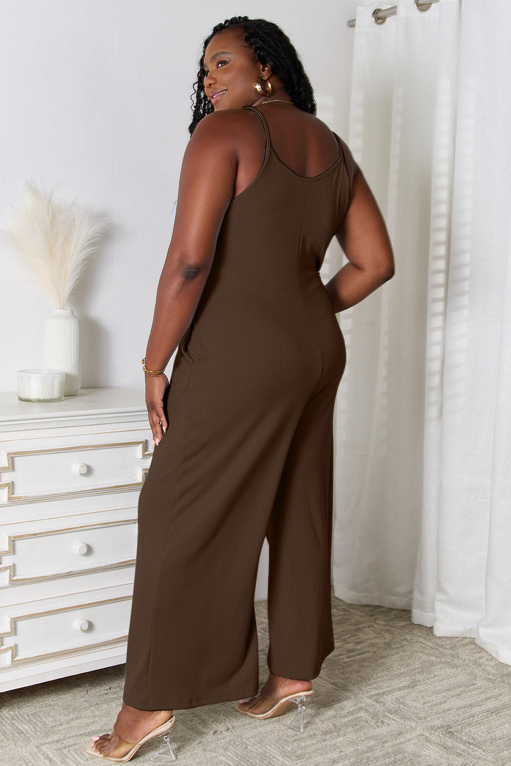 Basic Bae Full Size Spaghetti Strap V-Neck Jumpsuit Basic Bae Full Size Spaghetti Strap V-Neck Jumpsuit - TopFashionHQ