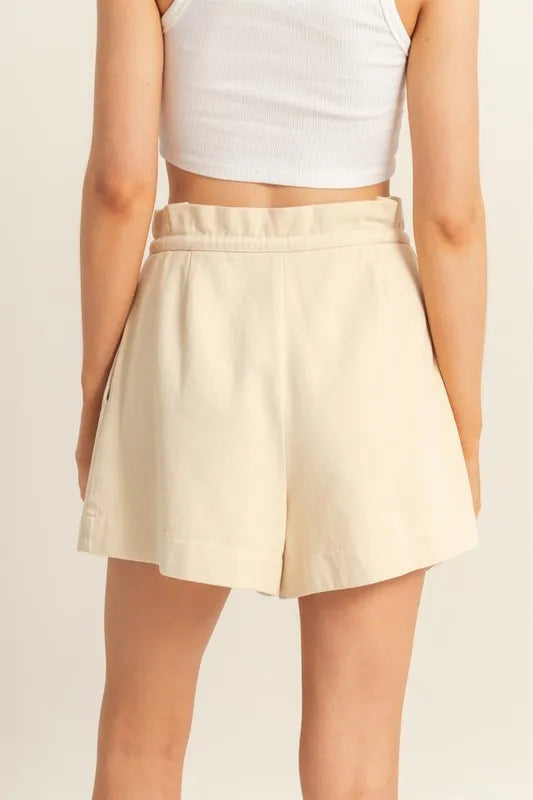 HYFVE High-Waisted Washed Twill Paperbag Shorts 3f588f98-4e49-4b47-ada5-13a70233d5fb-Max-Origin