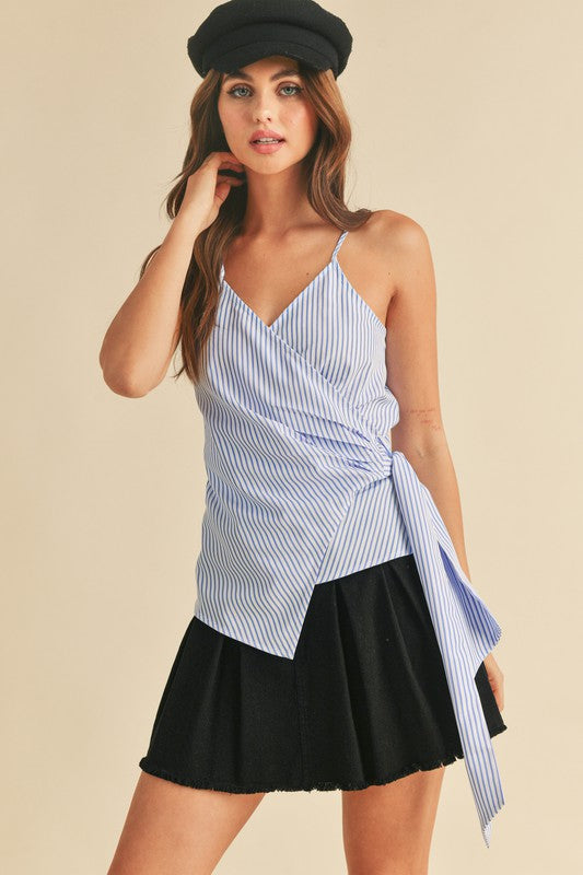 Aemi + Co Side Knotted Surplice Striped Cami 3f6daf1f-5c32-4824-ac24-c23d18553bc4-Max