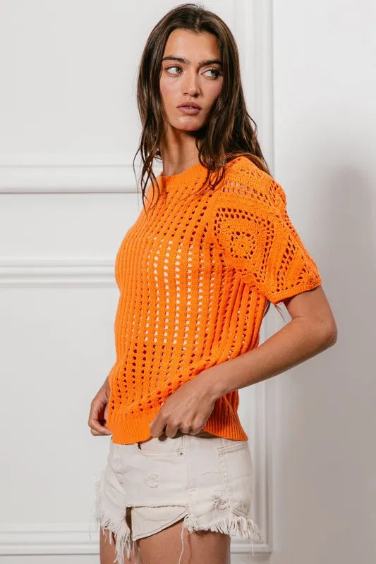 BiBi Crochet Knit Cover Up With Puff Sleeves 3fb3c0e6-b158-4b7a-b65a-836c763c5ce0-Max-Origin