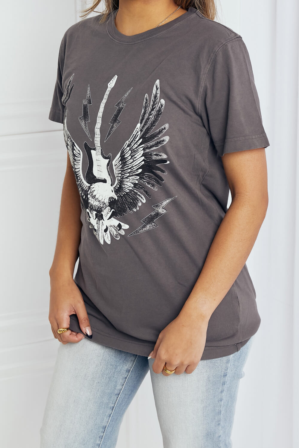 mineB Full Size Eagle Graphic Tee Shirt mineB Full Size Eagle Graphic Tee Shirt - TopFashionHQ