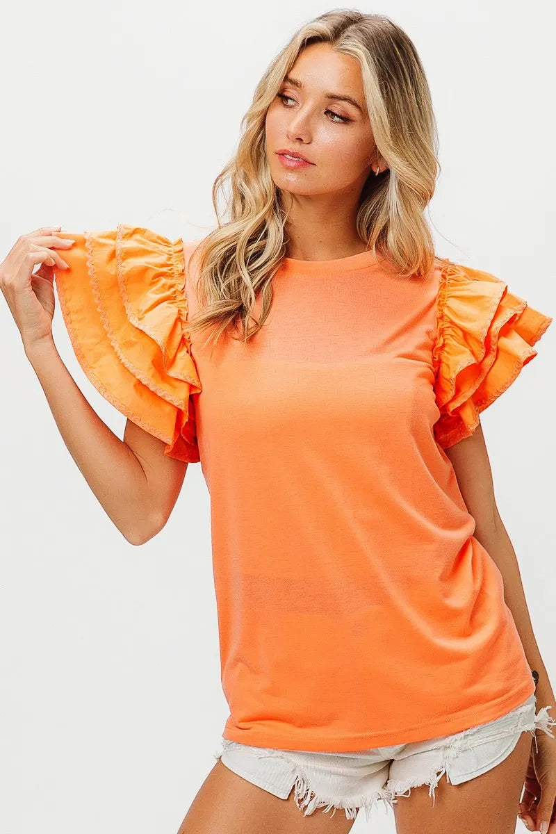 BiBi Knit Top Woven Ruffle Tiered Sleeves 4002eebeb7844a73b3ef971968d4b1e4-Max-Origin