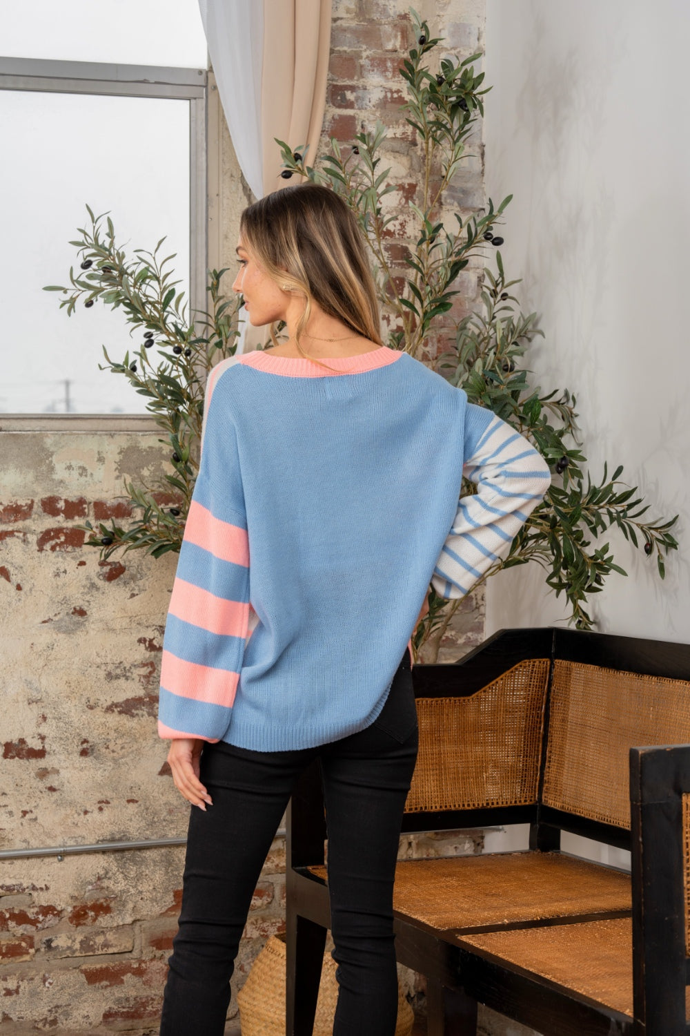Sew In Love Full Size Striped Dropped Shoulder Sweater Sew In Love Full Size Striped Dropped Shoulder Sweater - TopFashionHQ