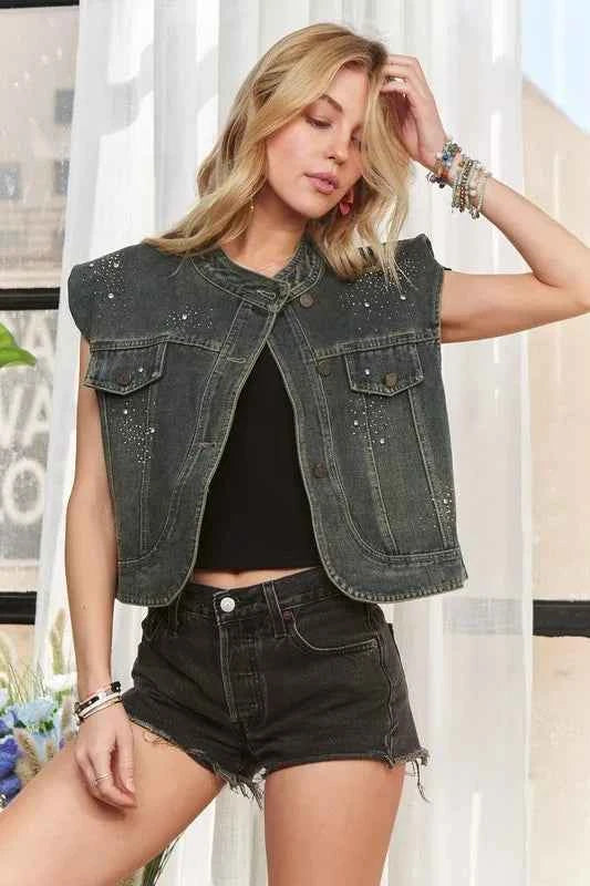 ADORA Sleeveless Button Down Denim Jacket ADORA Sleeveless Button Down Denim Jacket