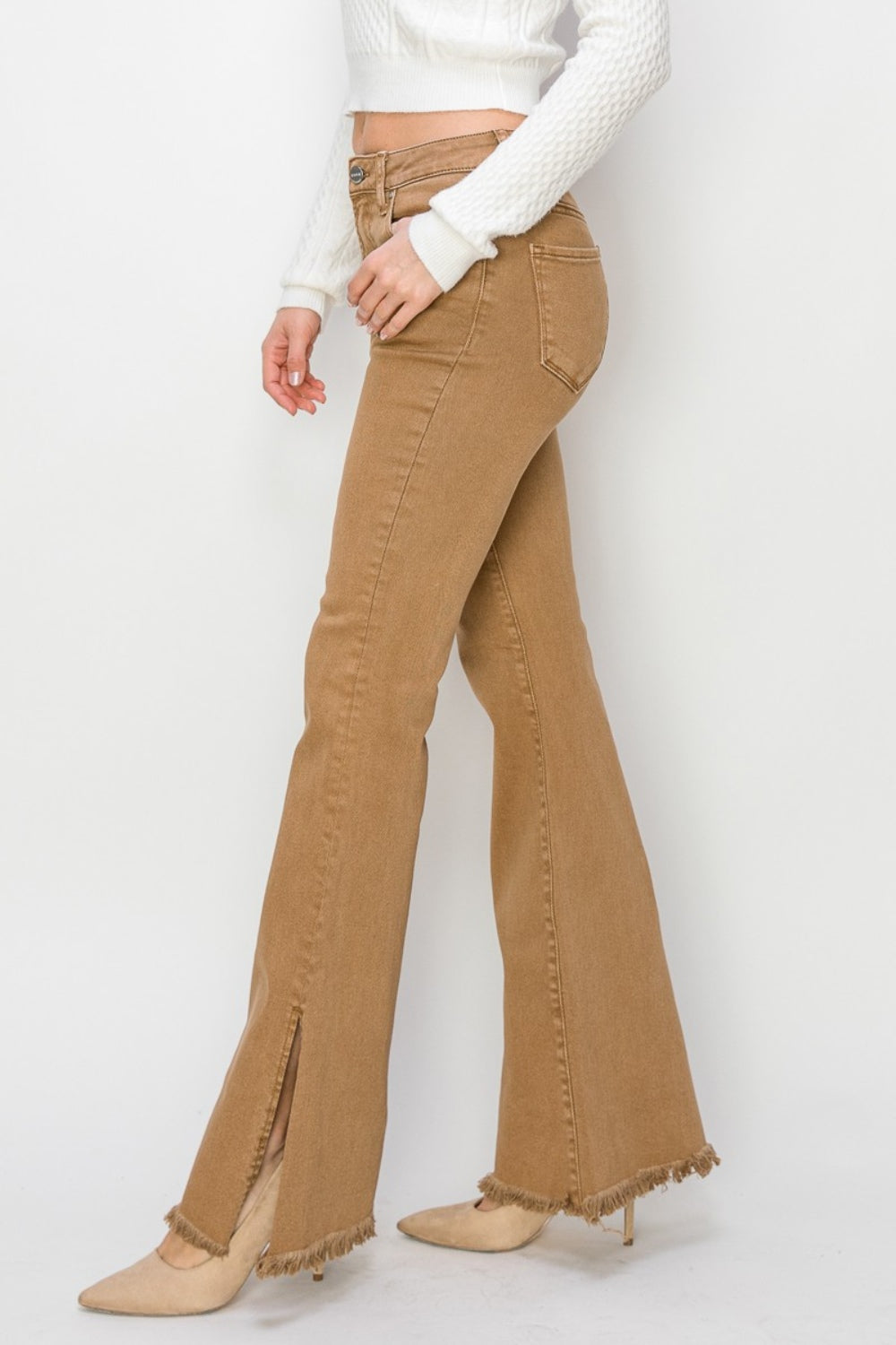 RISEN Bailey Full Size High Waist Side Slit Flare Jeans RISEN Bailey Full Size High Waist Side Slit Flare Jeans - TopFashionHQ