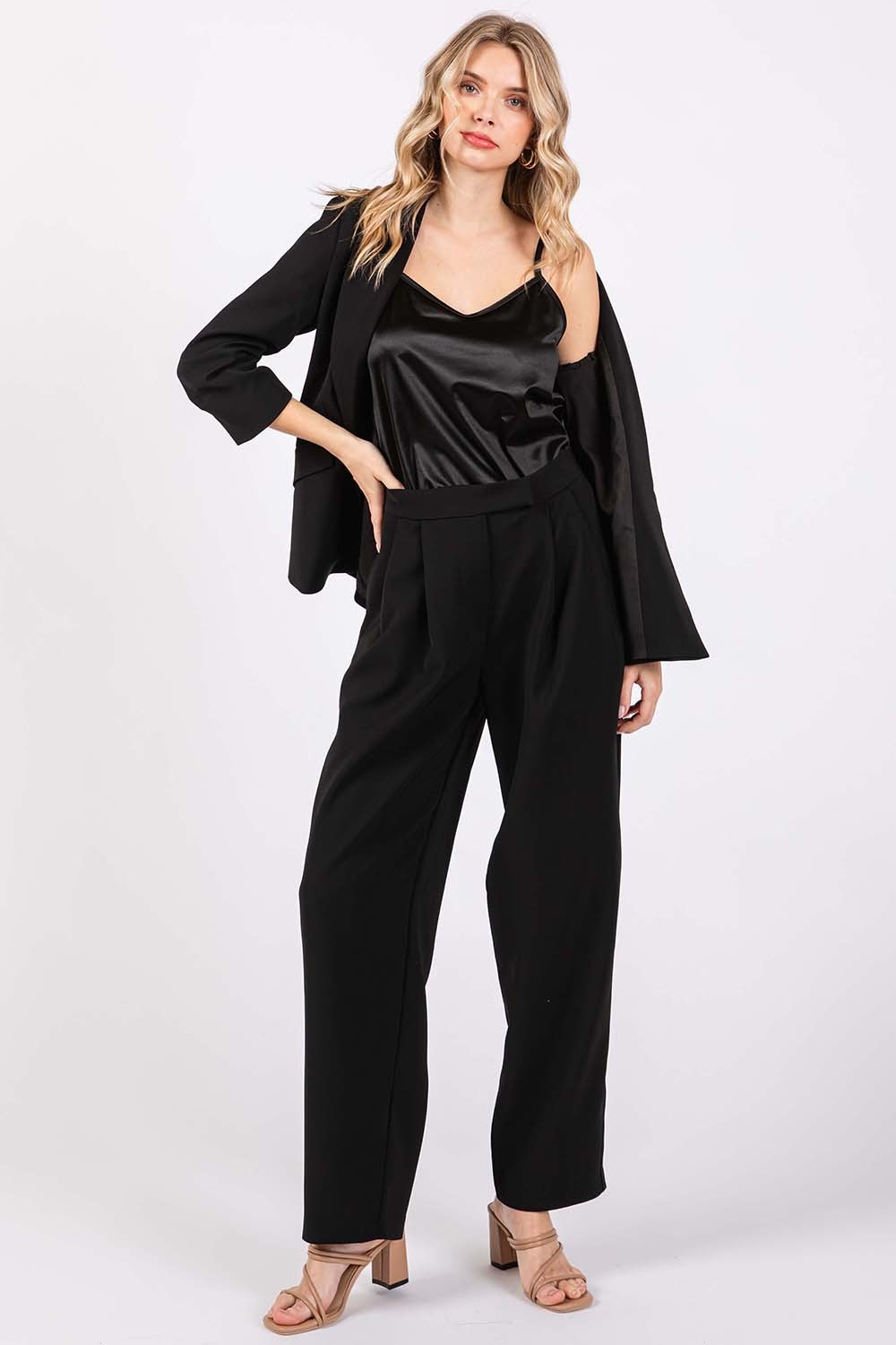 GeeGee High-Waisted Pleated Pants GeeGee High-Waisted Pleated Pants - TopFashionHQ