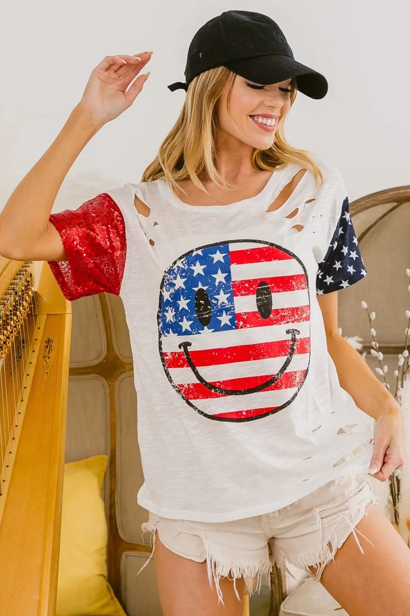BiBi Fourth Of July Top With Laser Cut And Smile Face 41389910343940229c8bebf893df0fa6-Max-Origin
