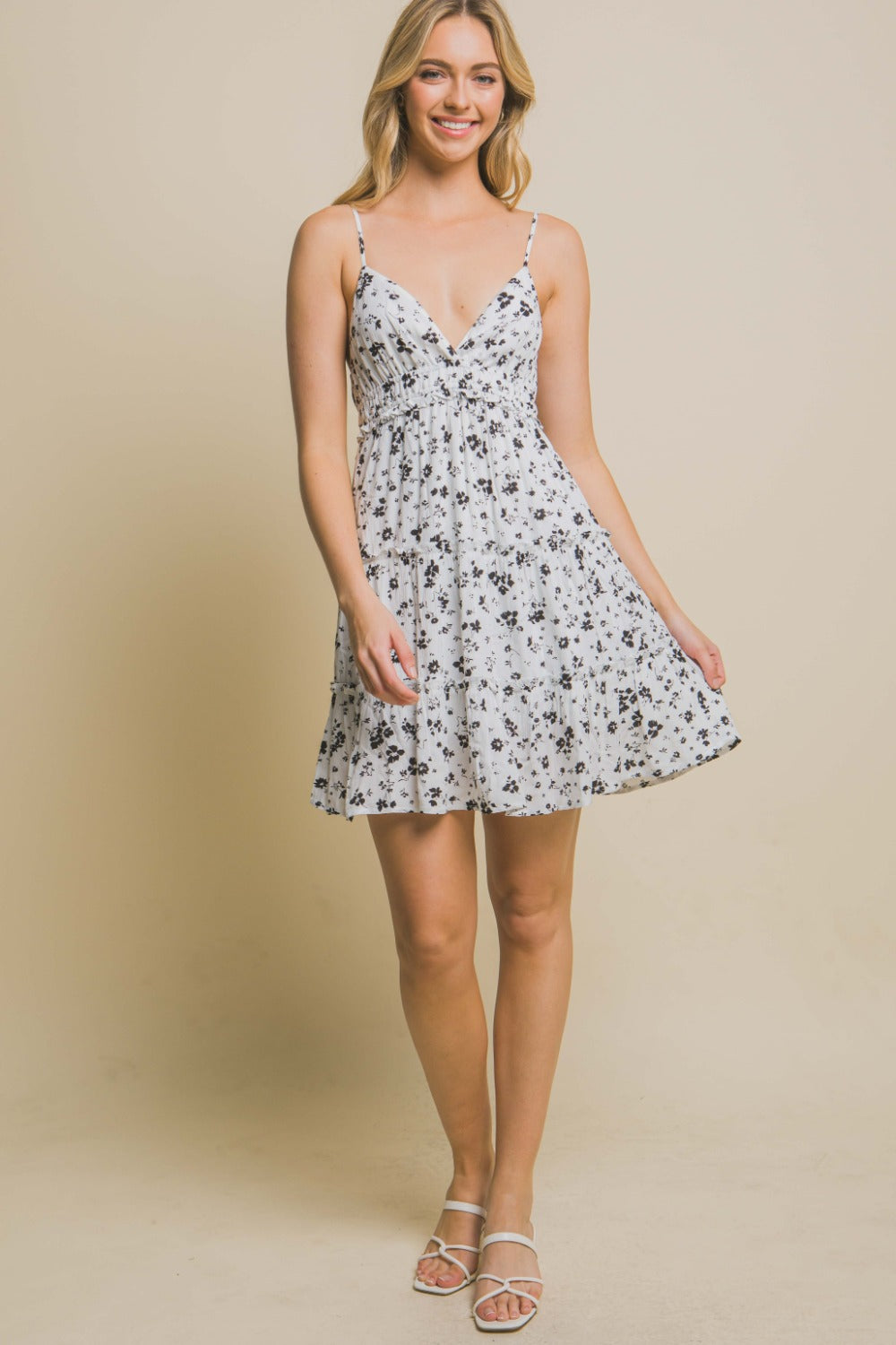 Love Tree Floral Tiered Cami Mini Dress Love Tree Floral Tiered Cami Mini Dress - TopFashionHQ