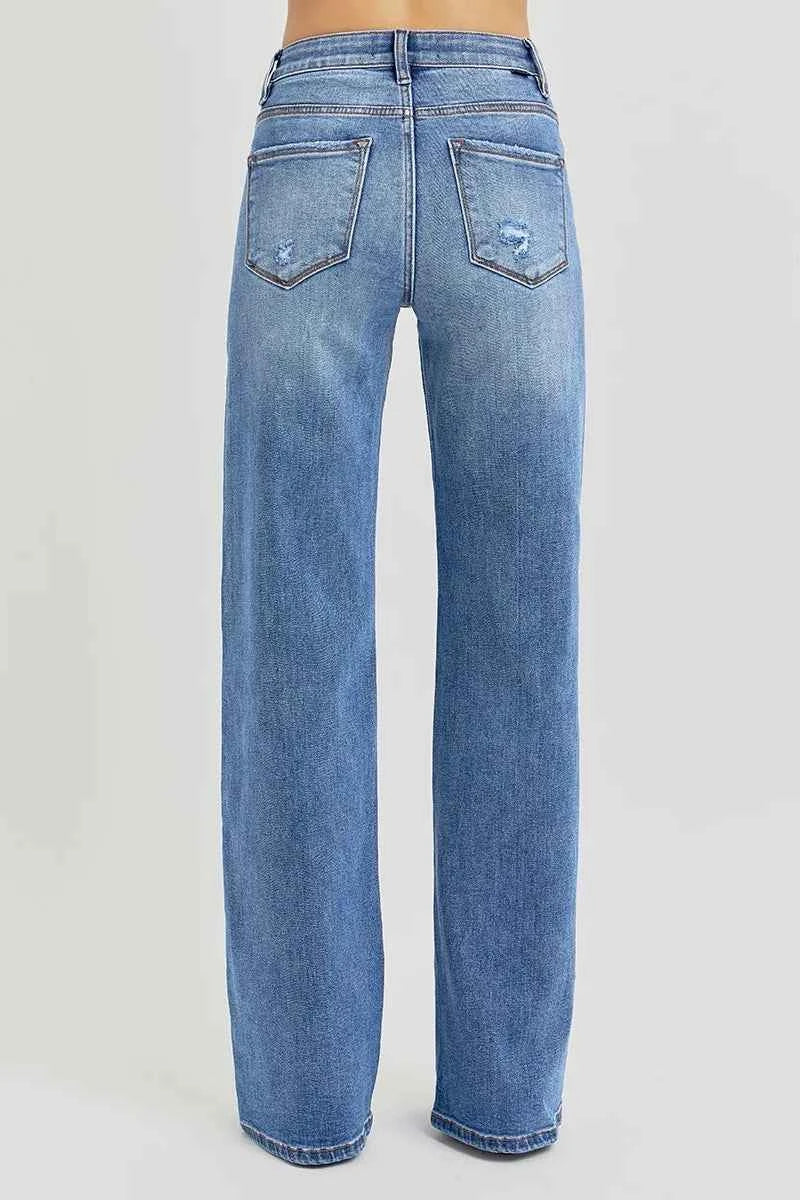 RISEN Full Size Tummy Control Elastic Band High Rise Wide Jeans Plus Size RISEN Full Size Tummy Control Elastic Band High Rise Wide Jeans Plus Size