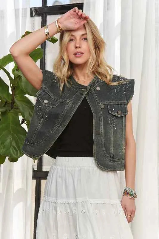 ADORA Sleeveless Button Down Denim Jacket ADORA Sleeveless Button Down Denim Jacket