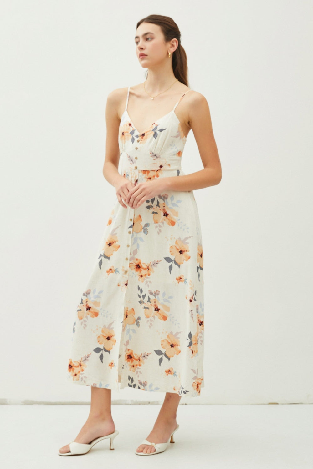 Be Cool Floral Button Down Cami Midi Dress Be Cool Floral Button Down Cami Midi Dress - TopFashionHQ