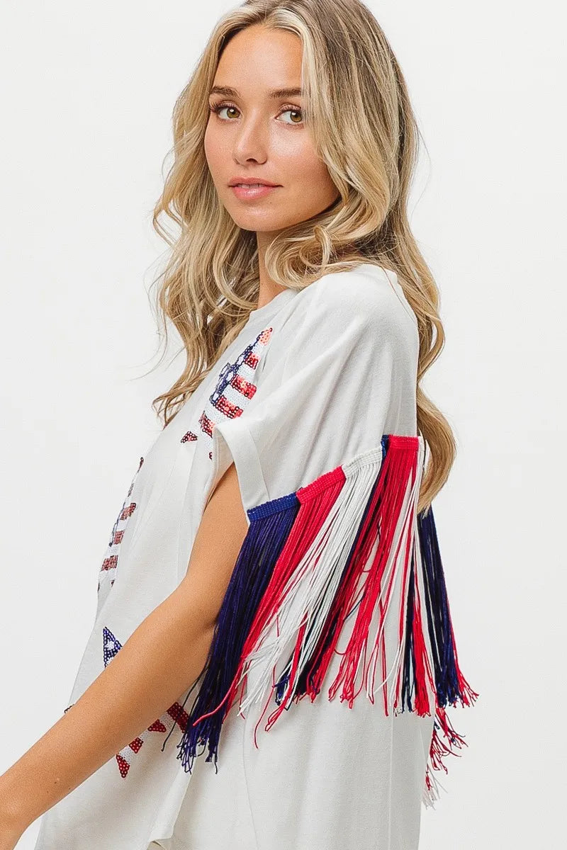 BiBi American Flag Sequin Star Fringe Top 4243d31702af4526969b11c26e9e15aa-Max-Origin