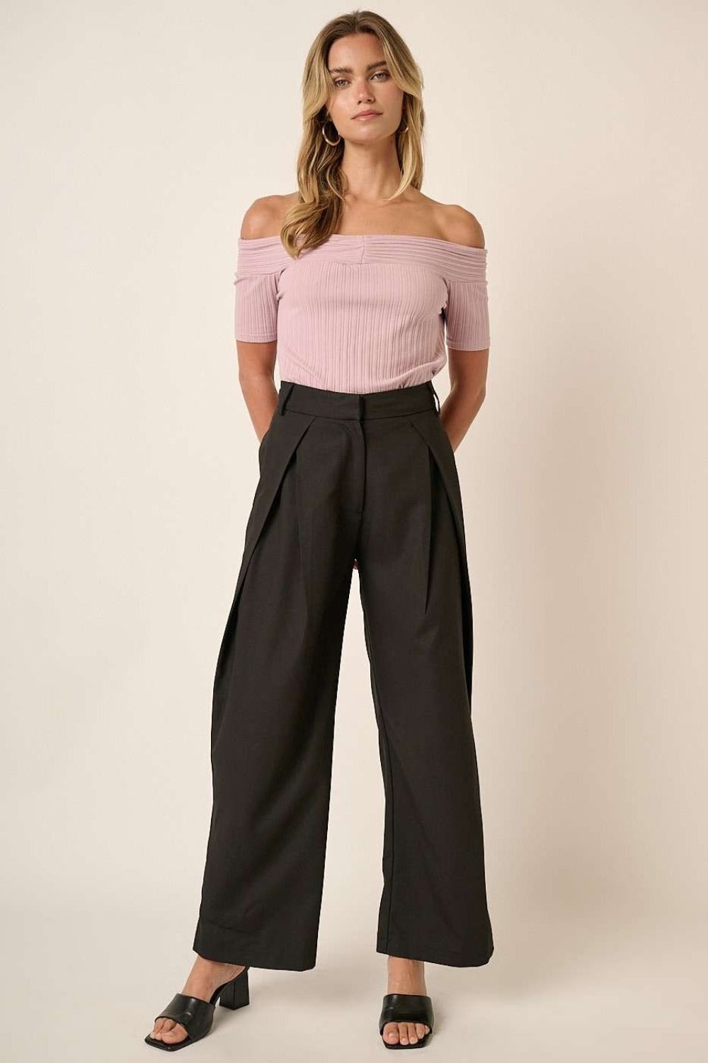 Mittoshop Deep Pleated High Waisted Wide Leg Pants Mittoshop Deep Pleated High Waisted Wide Leg Pants