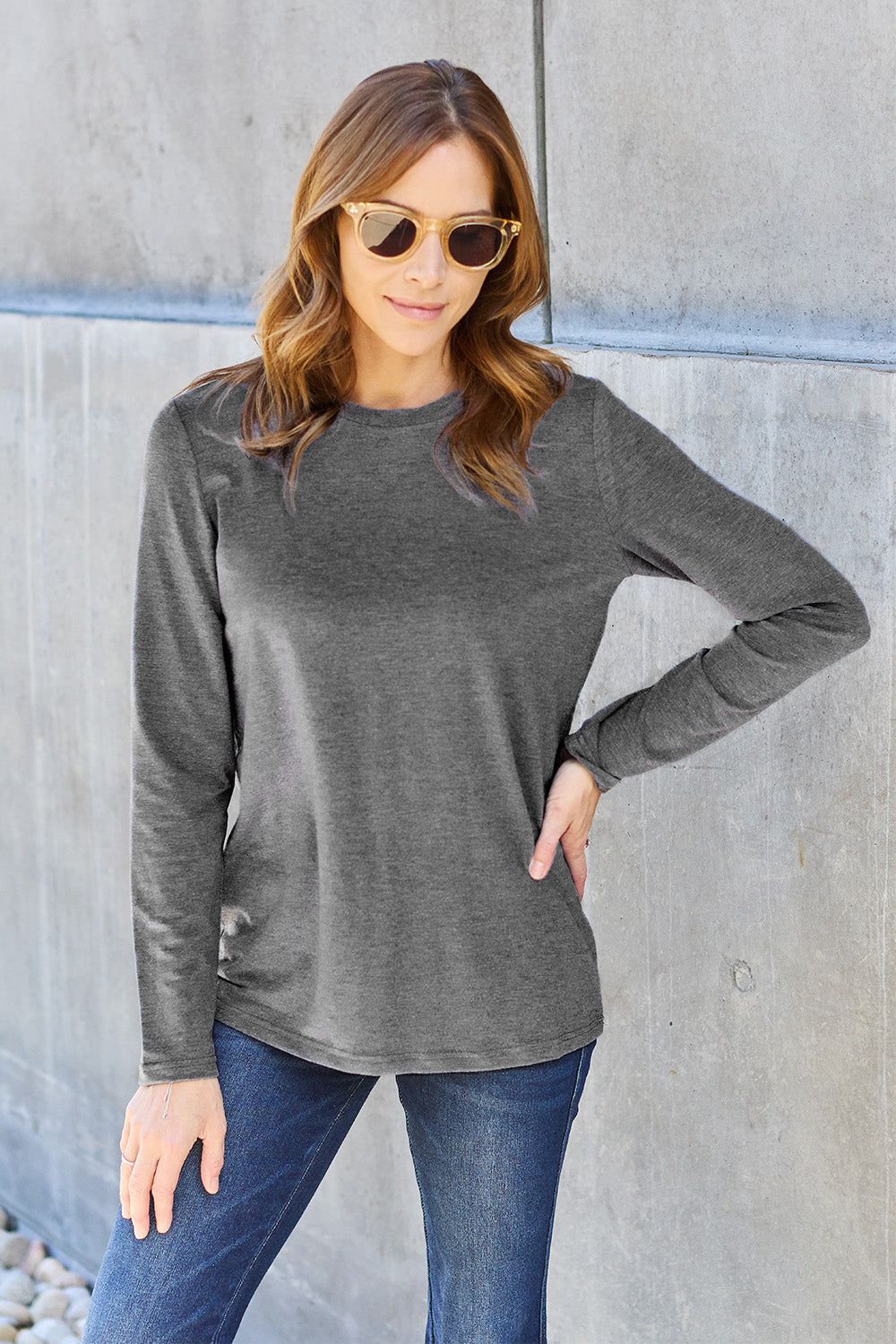 Basic Bae Full Size Round Neck Long Sleeve Top Basic Bae Full Size Round Neck Long Sleeve Top - TopFashionHQ