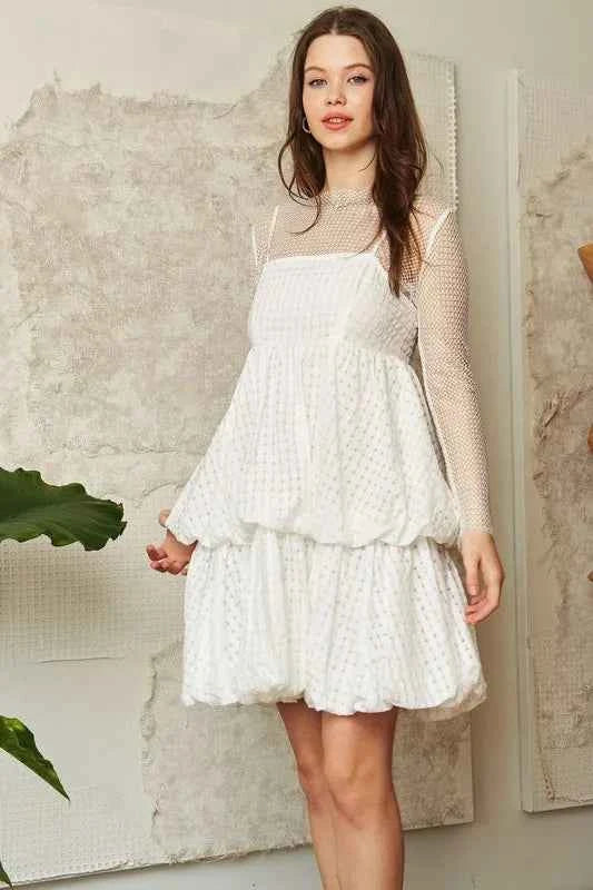 Davi & Dani Checker Print Side Pockets Textured Mini Dress Davi & Dani Checker Print Side Pockets Textured Mini Dress