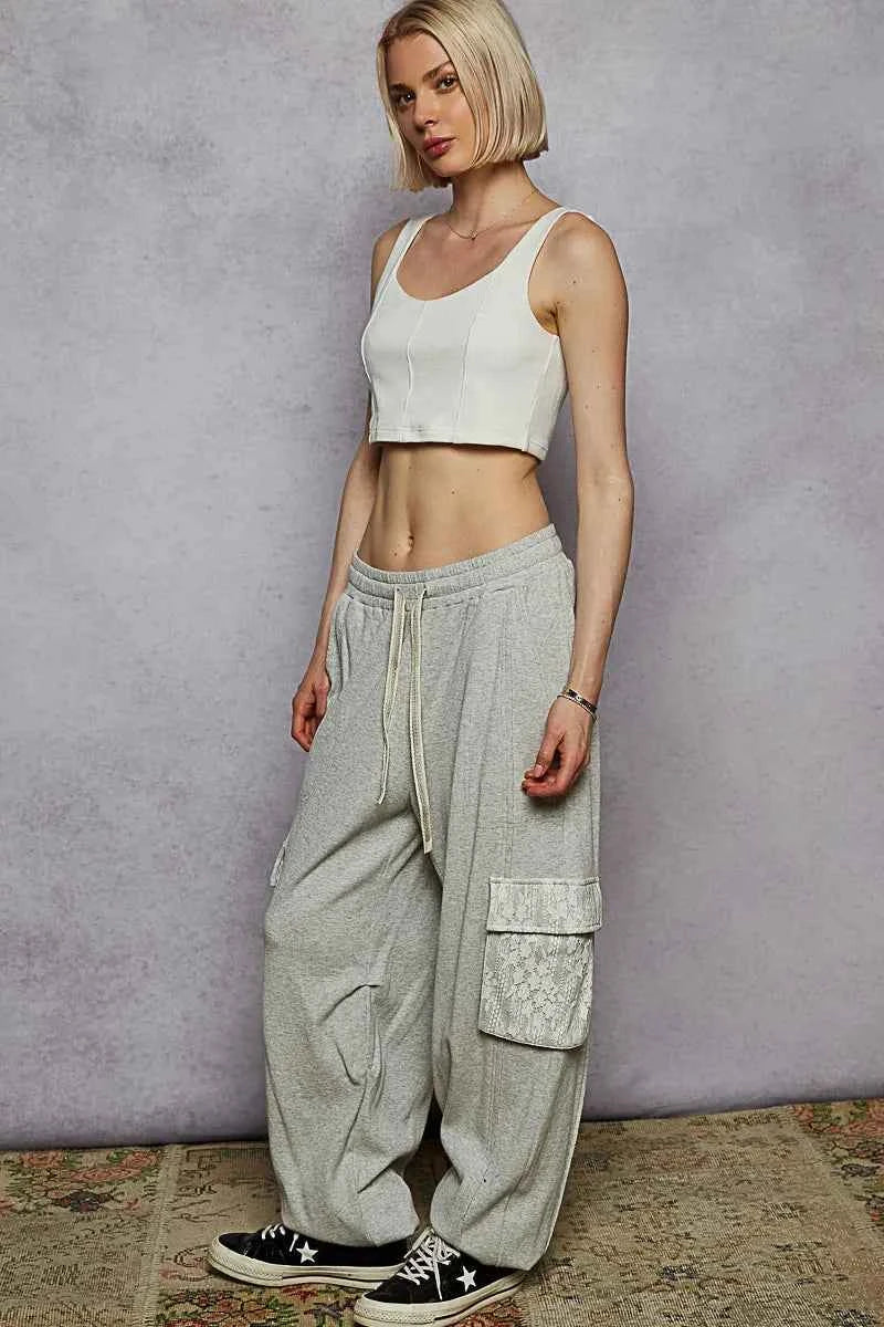 POL Drawstring Lace Cargo Pocketed Joggers POL Drawstring Lace Cargo Pocketed Joggers