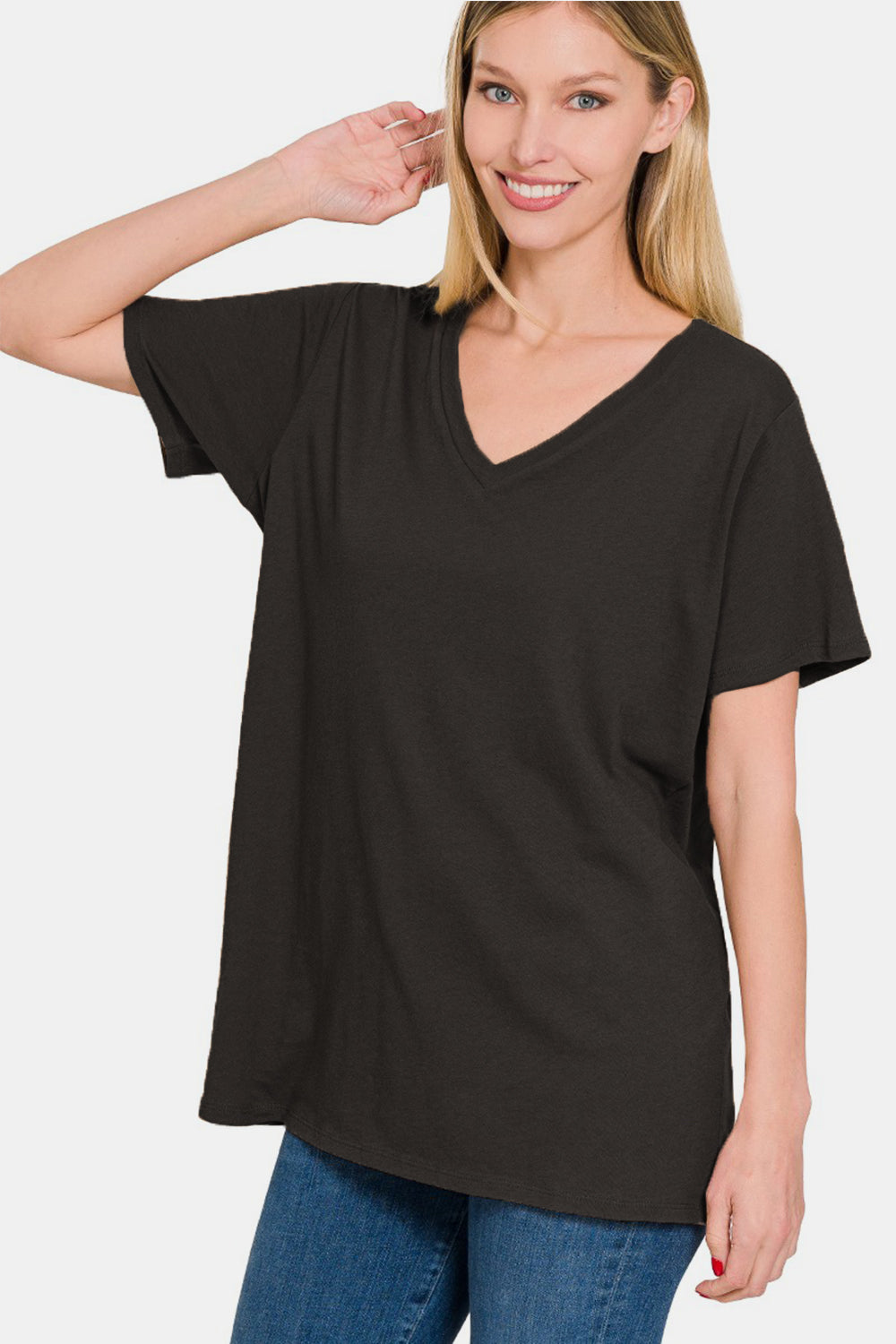 Zenana Full Size V-Neck Short Sleeve T-Shirt Zenana Full Size V-Neck Short Sleeve T-Shirt - TopFashionHQ