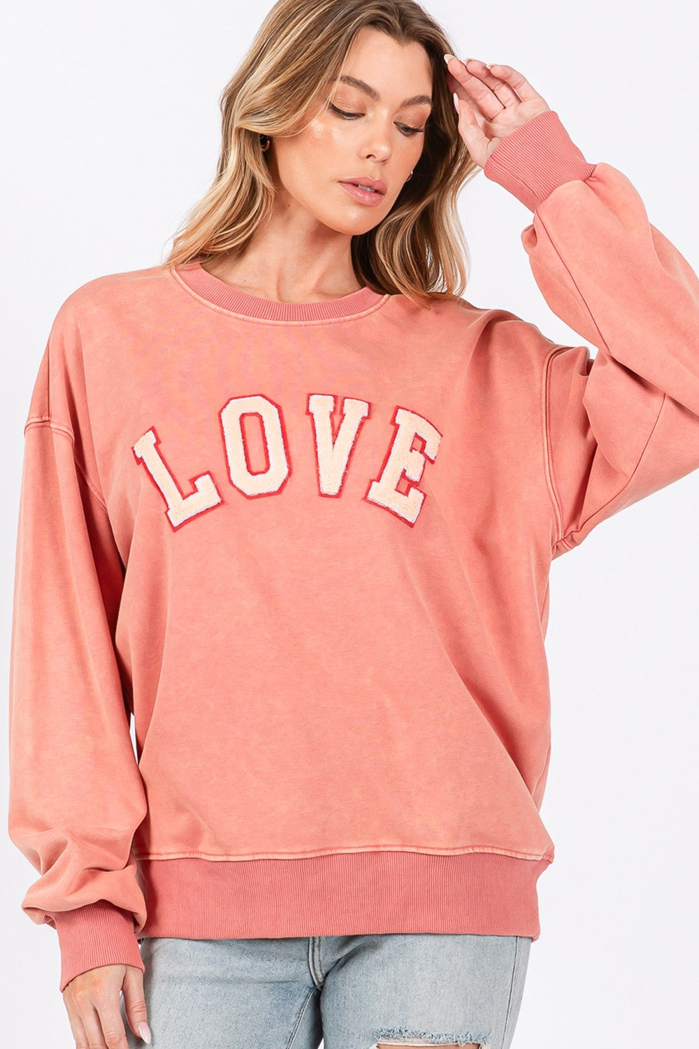 SAGE + FIG LOVE Path Applique Drop Shoulder Sweatshirt SAGE + FIG LOVE Path Applique Drop Shoulder Sweatshirt
