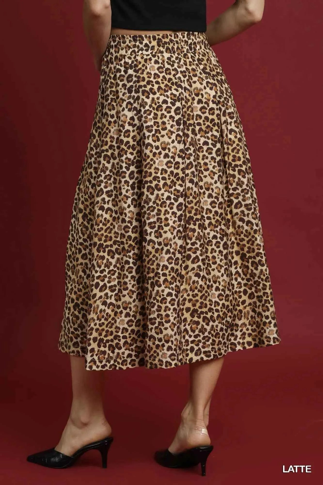 Umgee Drawstring Leopard Midi Skirt Umgee Drawstring Leopard Midi Skirt