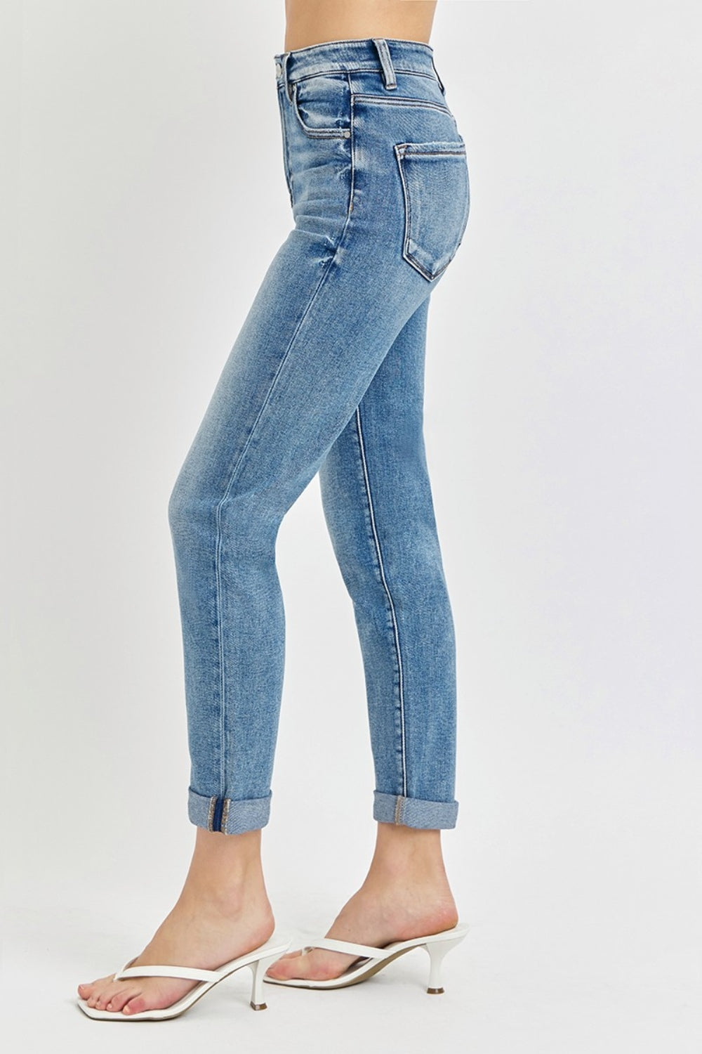 Risen Full Size High Rise Cropped Roll Up Jeans Risen Full Size High Rise Cropped Roll Up Jeans - TopFashionHQ