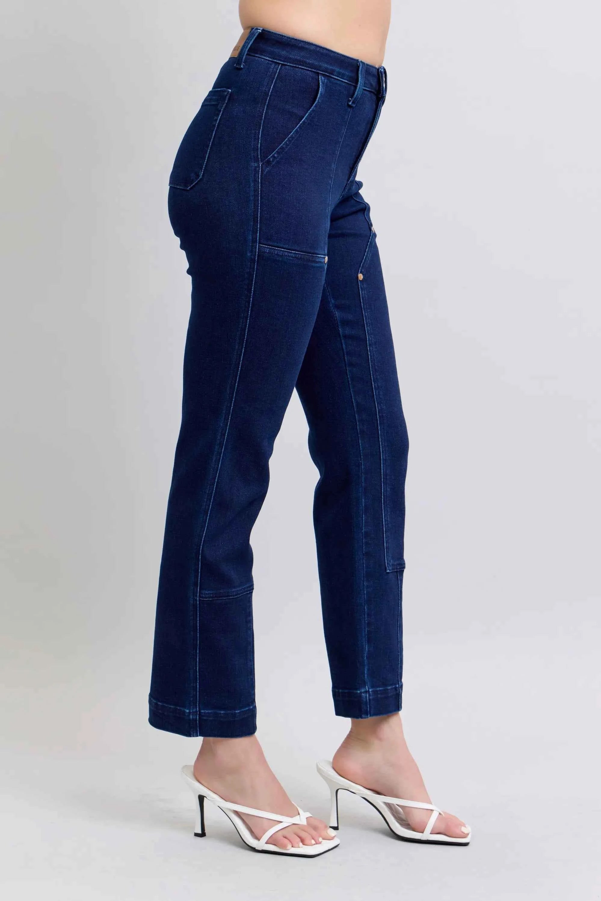 Judy Blue Full Size Hw Work Wear Knee Patch Straight Jeans Plus Size Judy Blue Full Size Hw Work Wear Knee Patch Straight Jeans Plus Size