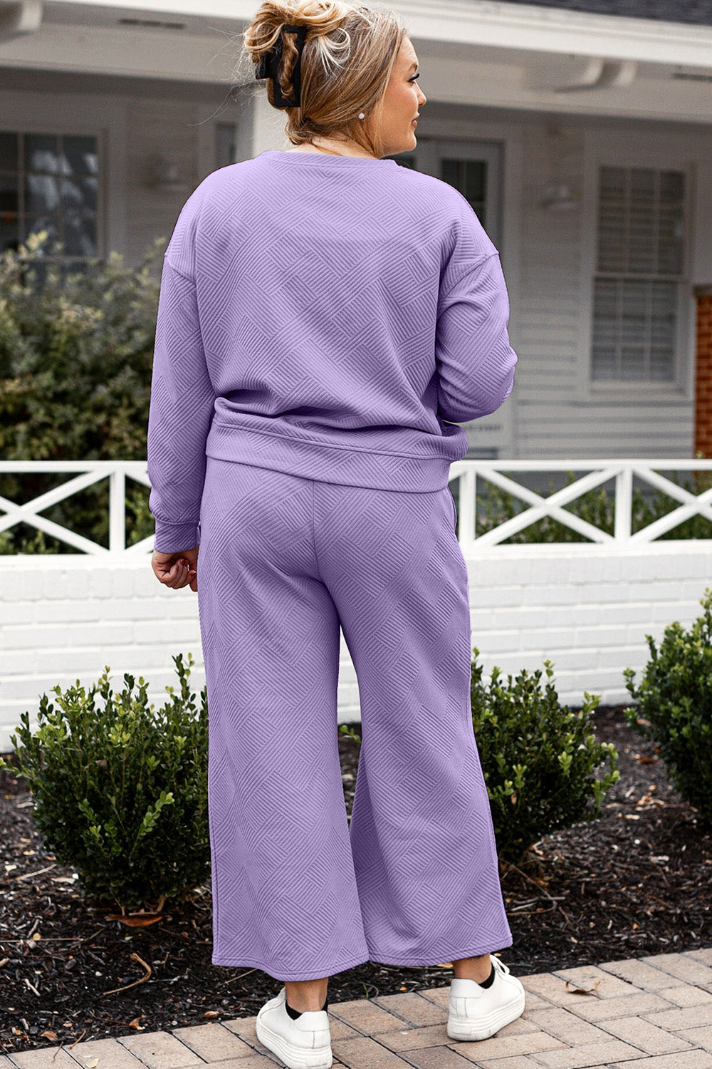 Double Take Full Size Textured Long Sleeve Top and Drawstring Pants Set Double Take Full Size Textured Long Sleeve Top and Drawstring Pants Set - TopFashionHQ