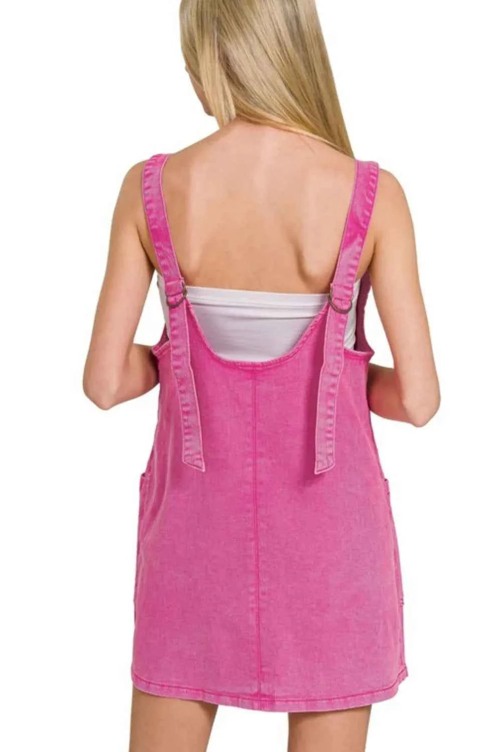 Zenana Washed Adjustable Strap Denim Overall Dress Zenana Washed Adjustable Strap Denim Overall Dress