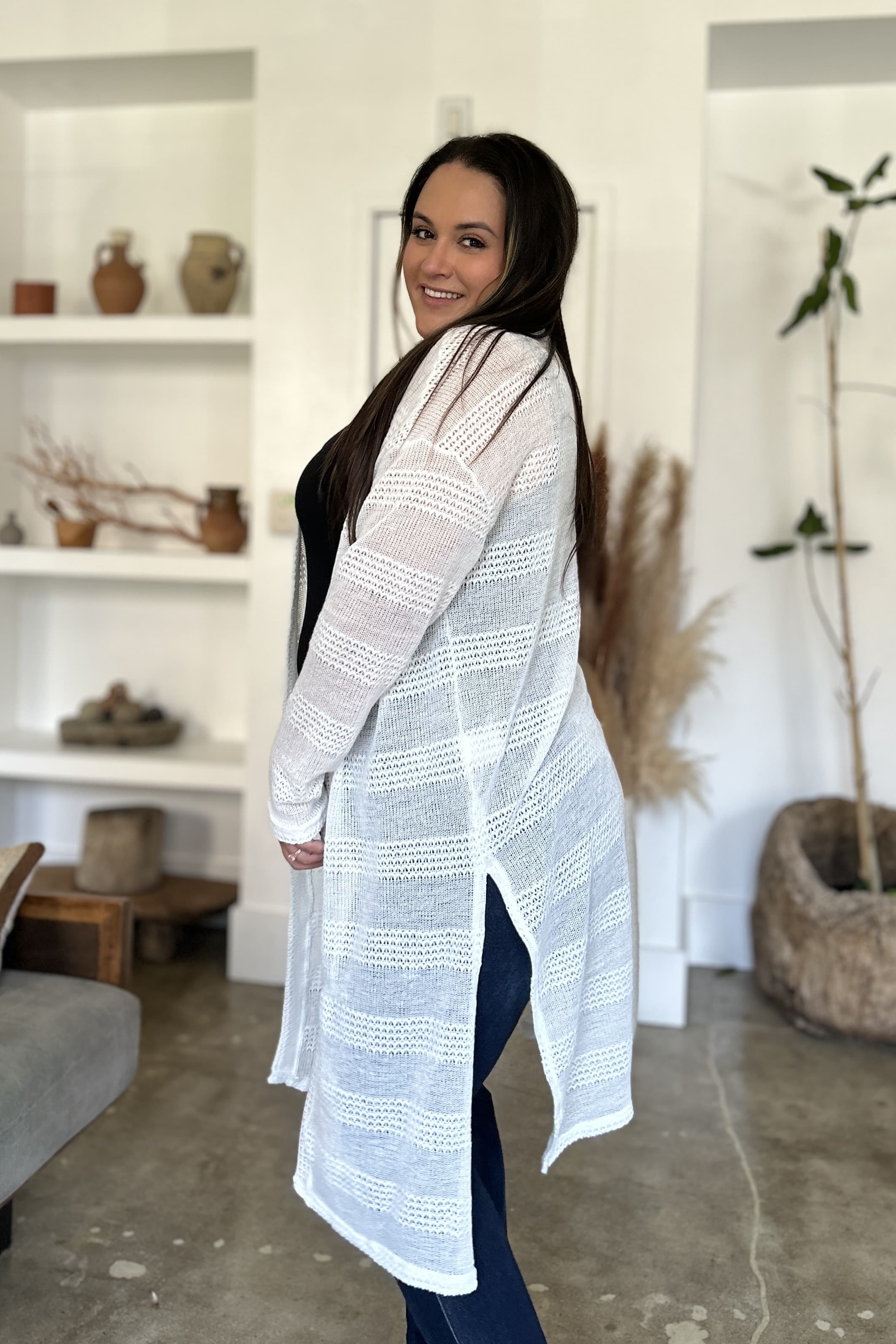Double Take Full Size Open Front Longline Cardigan Double Take Full Size Open Front Longline Cardigan