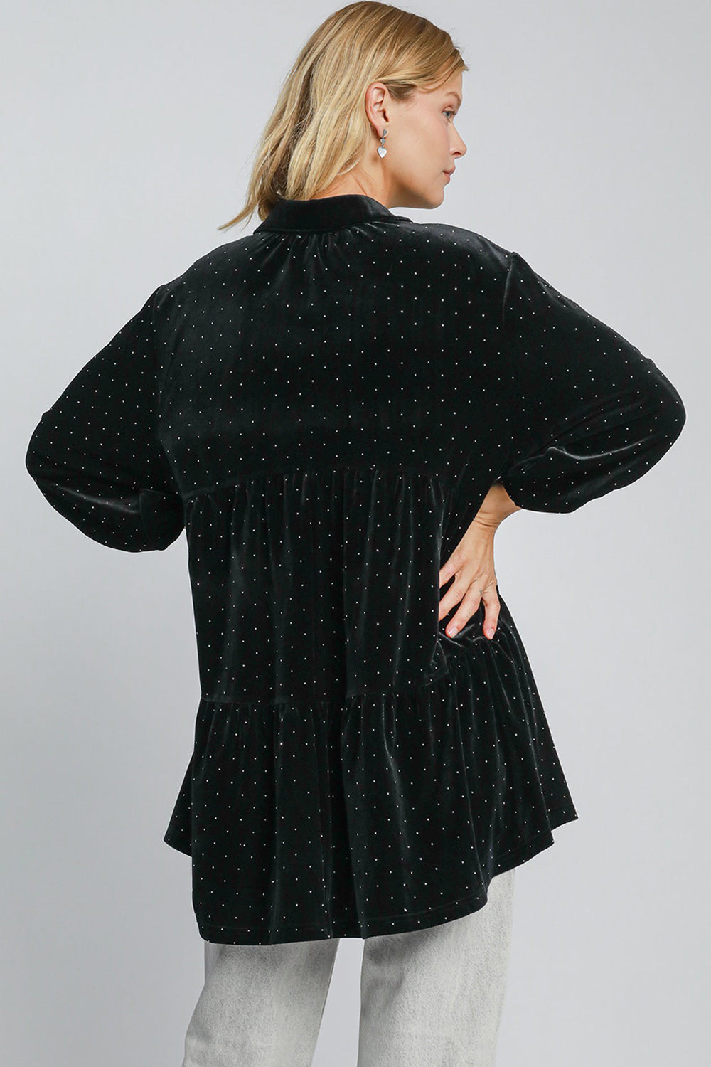 Umgee Full Size Polka Dot Button Up Half Sleeve Shirt Umgee Full Size Polka Dot Button Up Half Sleeve Shirt - TopFashionHQ