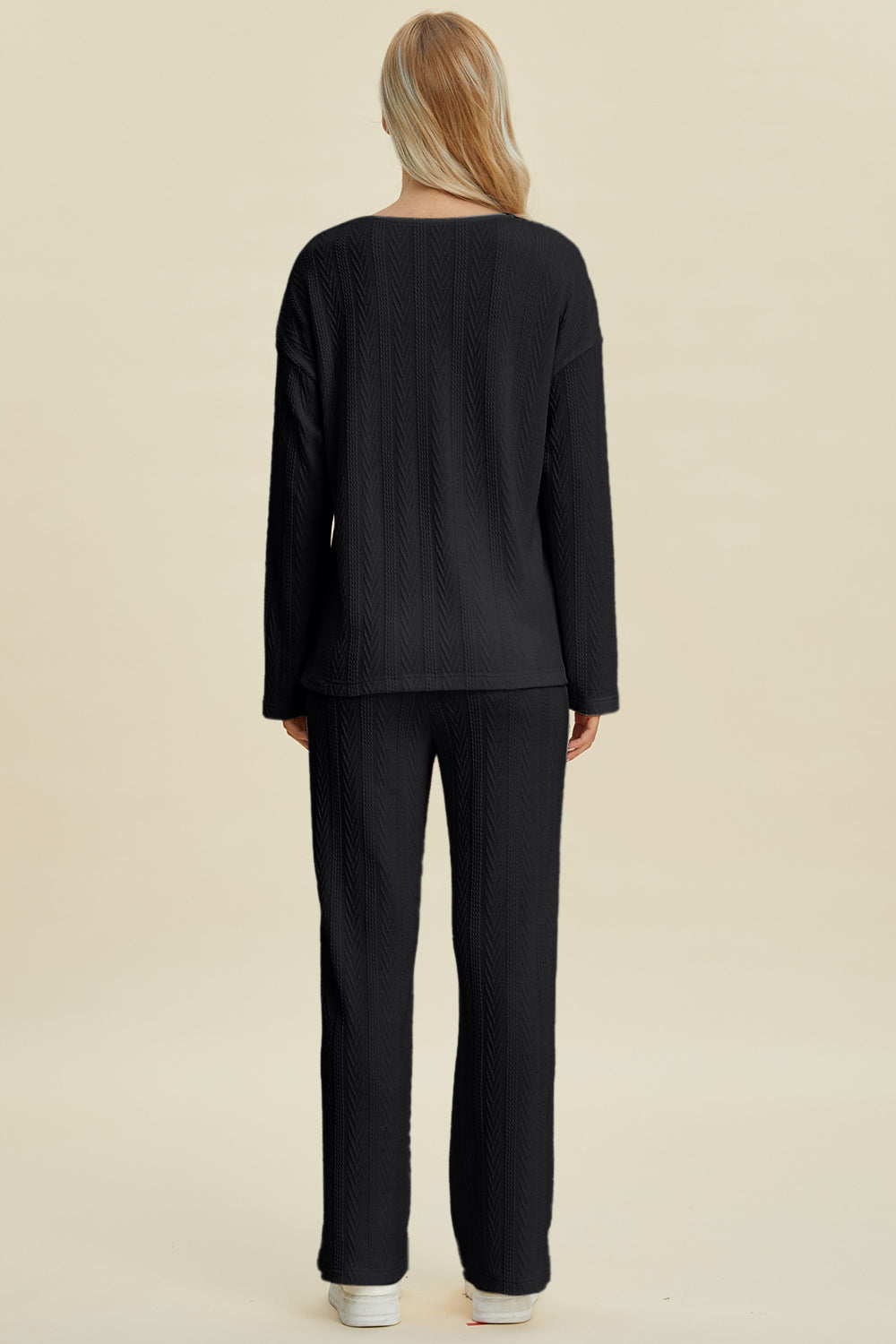 Double Take Full Size Cable-Knit Long Sleeve Top and Pants Set Double Take Full Size Cable-Knit Long Sleeve Top and Pants Set