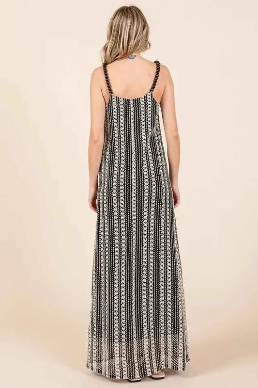 GeeGee Plus Size Striped Scoop Neck Beaded Strap Maxi Cami Dress GeeGee Plus Size Striped Scoop Neck Beaded Strap Maxi Cami Dress
