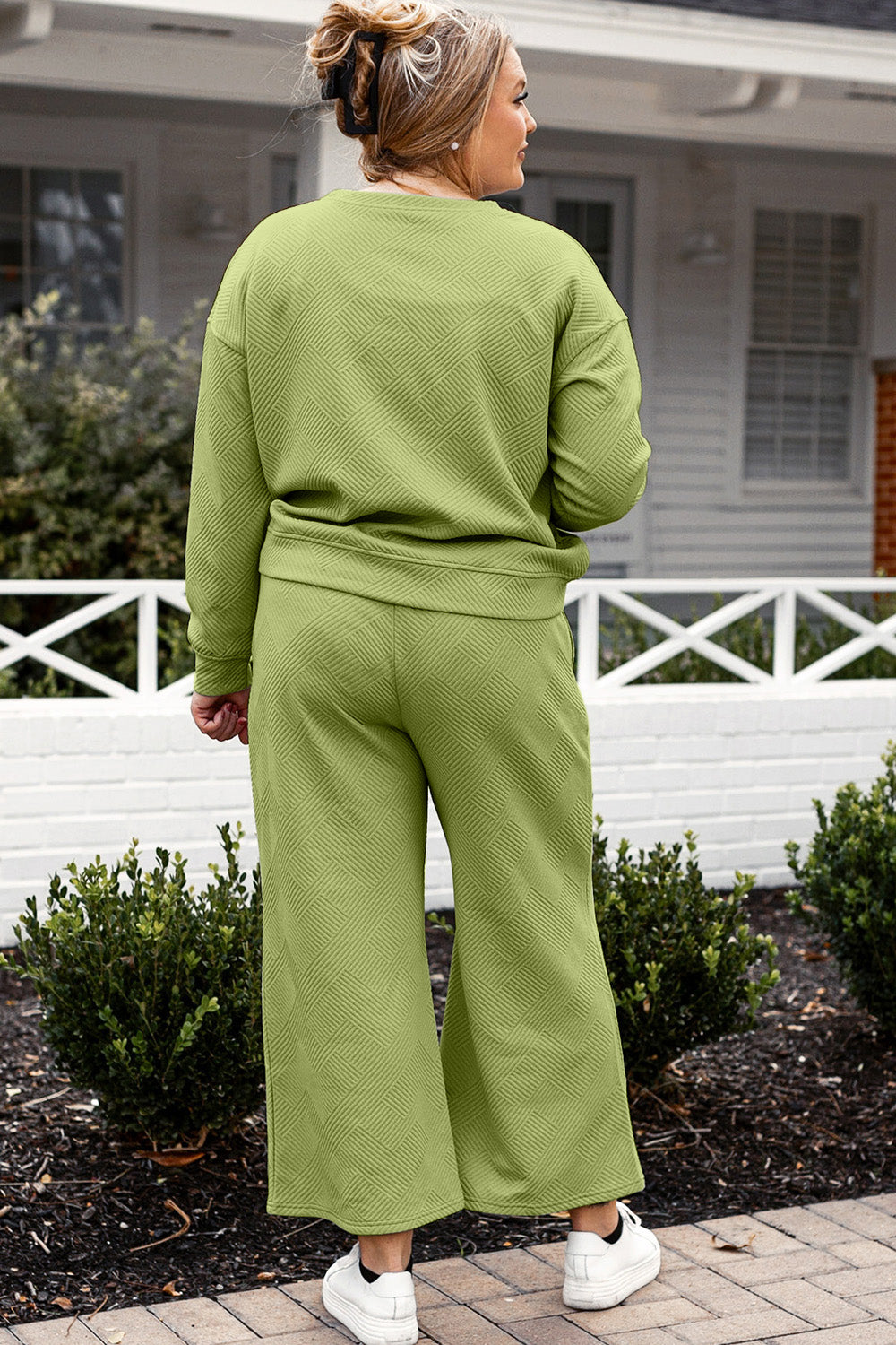Double Take Full Size Textured Long Sleeve Top and Drawstring Pants Set Double Take Full Size Textured Long Sleeve Top and Drawstring Pants Set - TopFashionHQ