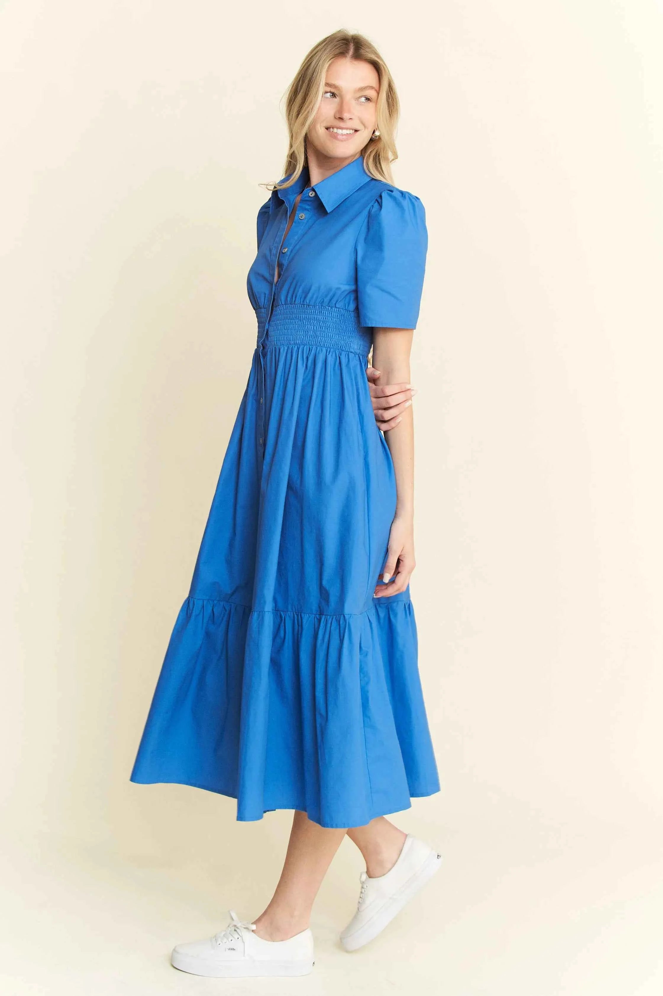 Jade By Jane Short Sleeve Button Down Midi Dress Jade By Jane Short Sleeve Button Down Midi Dress