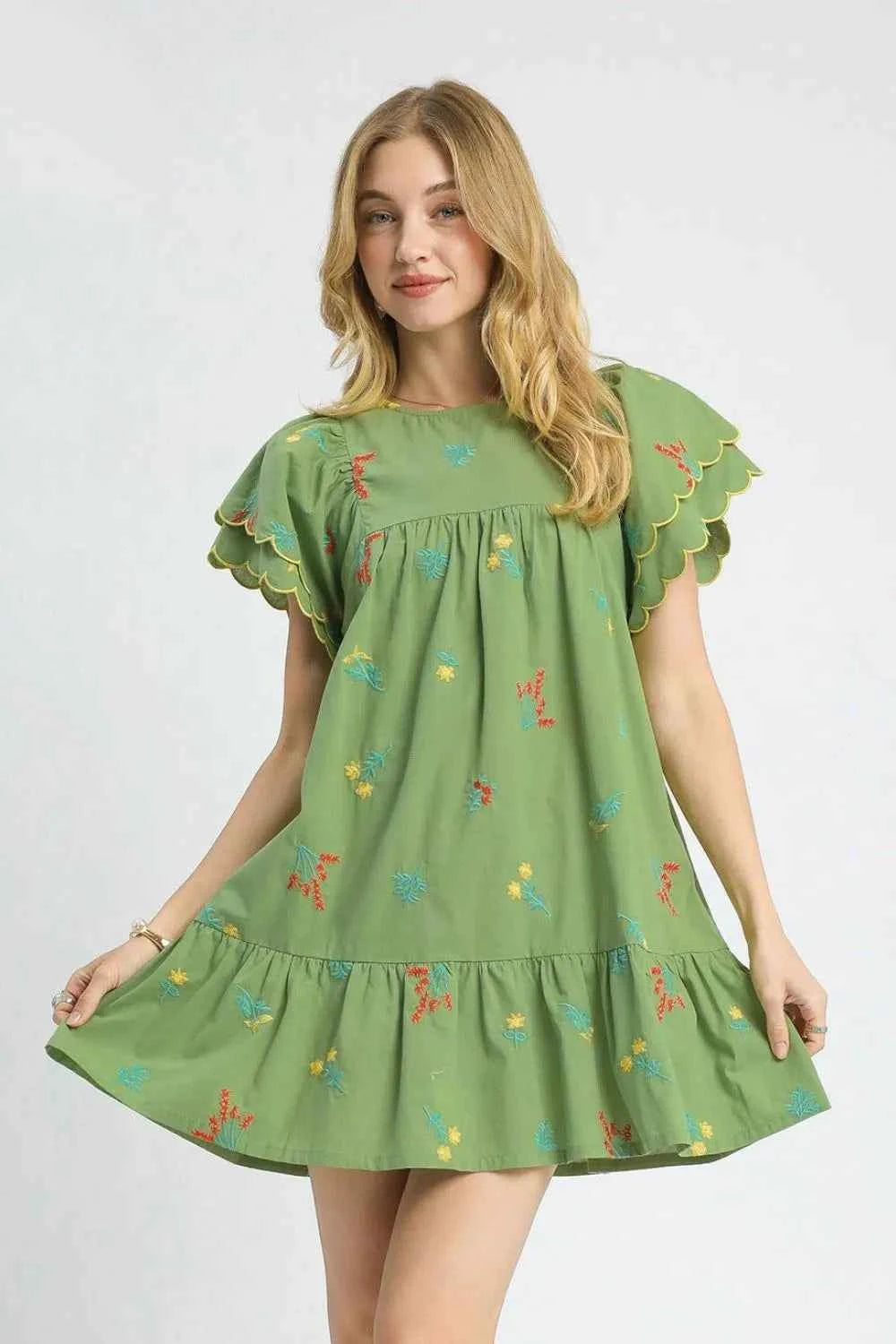 Umgee Floral Embroidered Short Sleeve Mini Dress Umgee Floral Embroidered Short Sleeve Mini Dress
