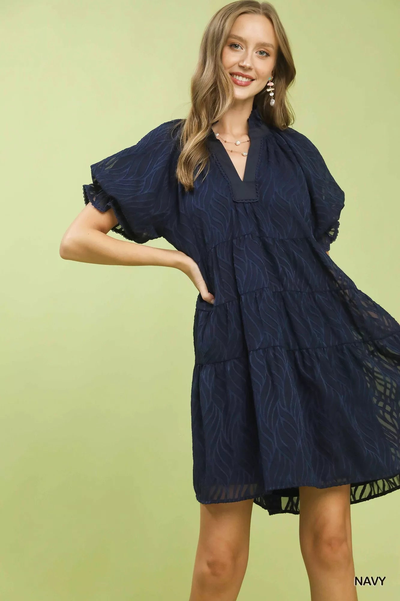 Umgee Textured Tiered Ruffle Collar Mini Dress 46198e4a-958e-43e4-89cc-52bc054630e1-Max-Origin