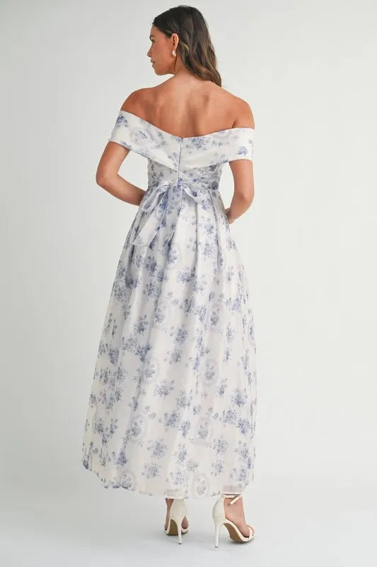 MABLE Floral Printed Off Shoulder Maxi Dress 465c39ec80e443a09c97c9d1e6653602-Max-Origin